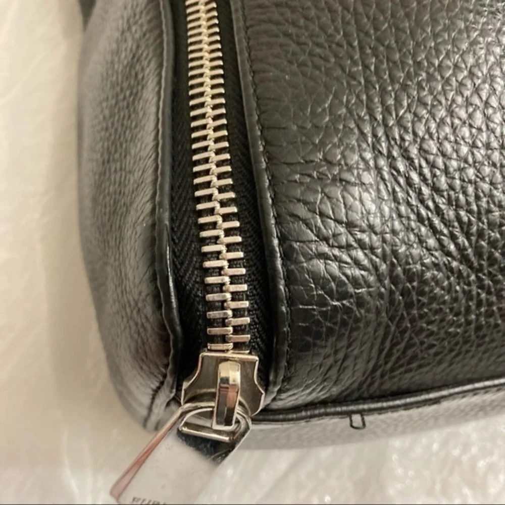 Furla black soft pebbled leather hobo bag